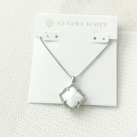 Kendra Scott Kacey Long Necklace | White Pearl Silver - Picture 1 of 3